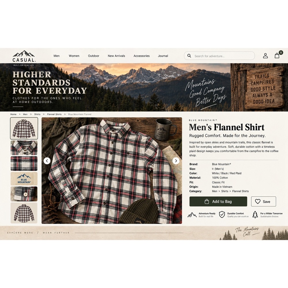 Blue Mountain Mens Plaid Flannel Shirt White Black Red Cotton Button Down Medium